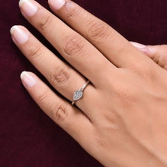 Solitaire Pear Cut SI/H Diamond Engagement Ring 14K White Gold Fine Jewelry