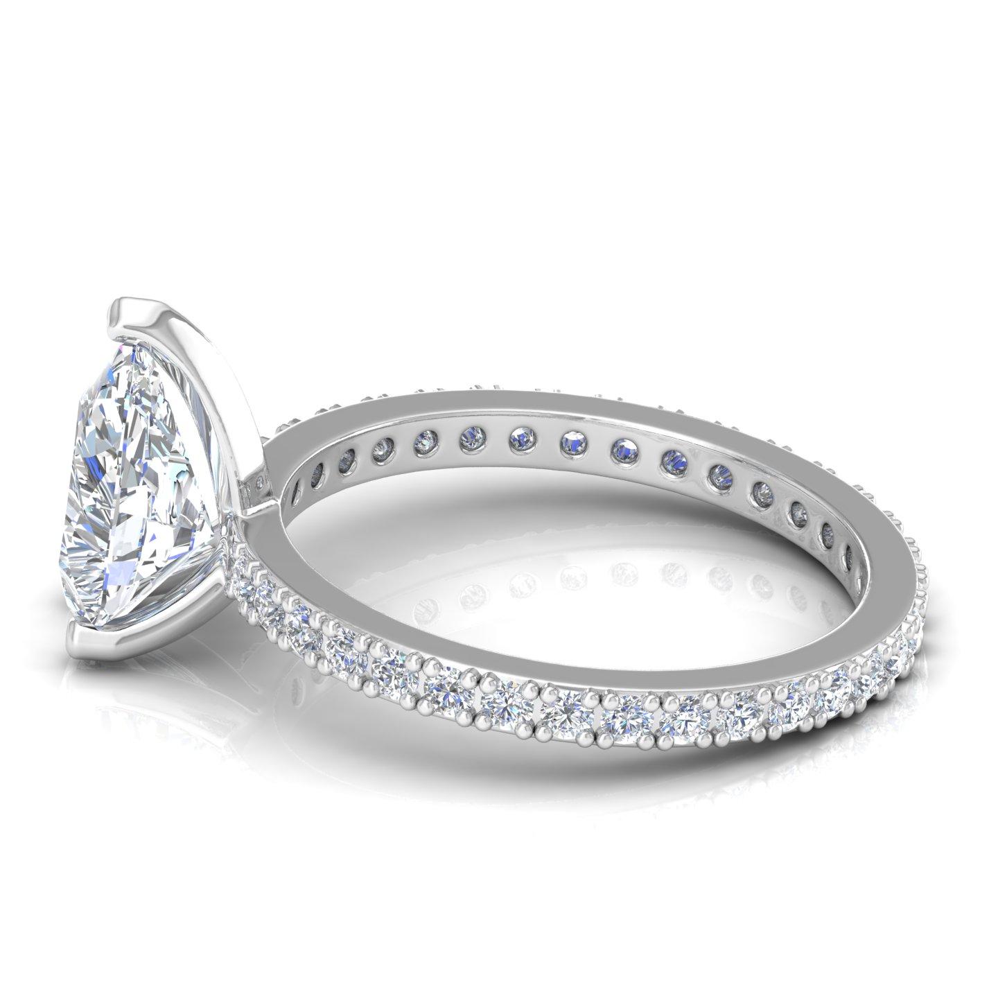 Modern Solitaire Pear Diamond Wedding Ring 18 Karat White Gold Handmade Fine Jewelry For Sale