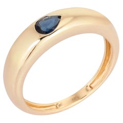 Solitaire Pear Sapphire 14K (or 18k upon request) Yellow Gold Band Ring