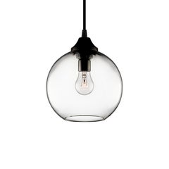 Solitaire Petite Crystal Handblown Modern Glass Pendant Light, Made in the USA