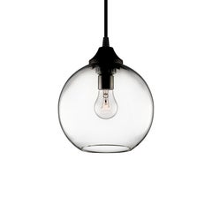 Solitaire Petite graue mundgeblasene moderne Glas-Hängeleuchte, hergestellt in den USA