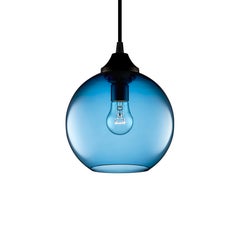 Solitaire Petite Sapphire Handblown Modern Glass Pendant Light, Made in the USA