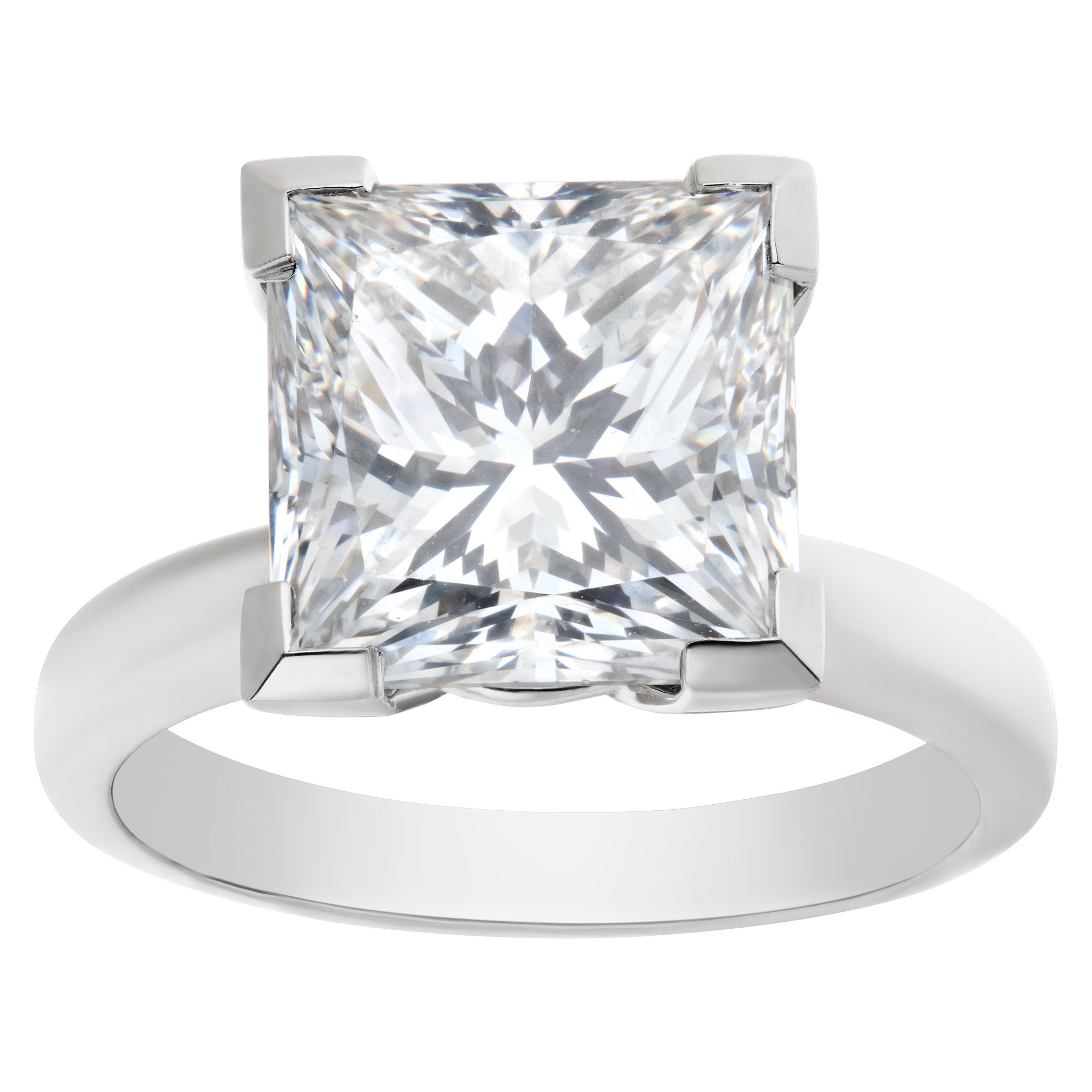Solitaire Platinum Ring, GIA Certified Square Modified Brilliant Cut Diamond For Sale