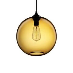 Solitaire Plum Handblown Modern Glass Pendant Light, Made in the USA