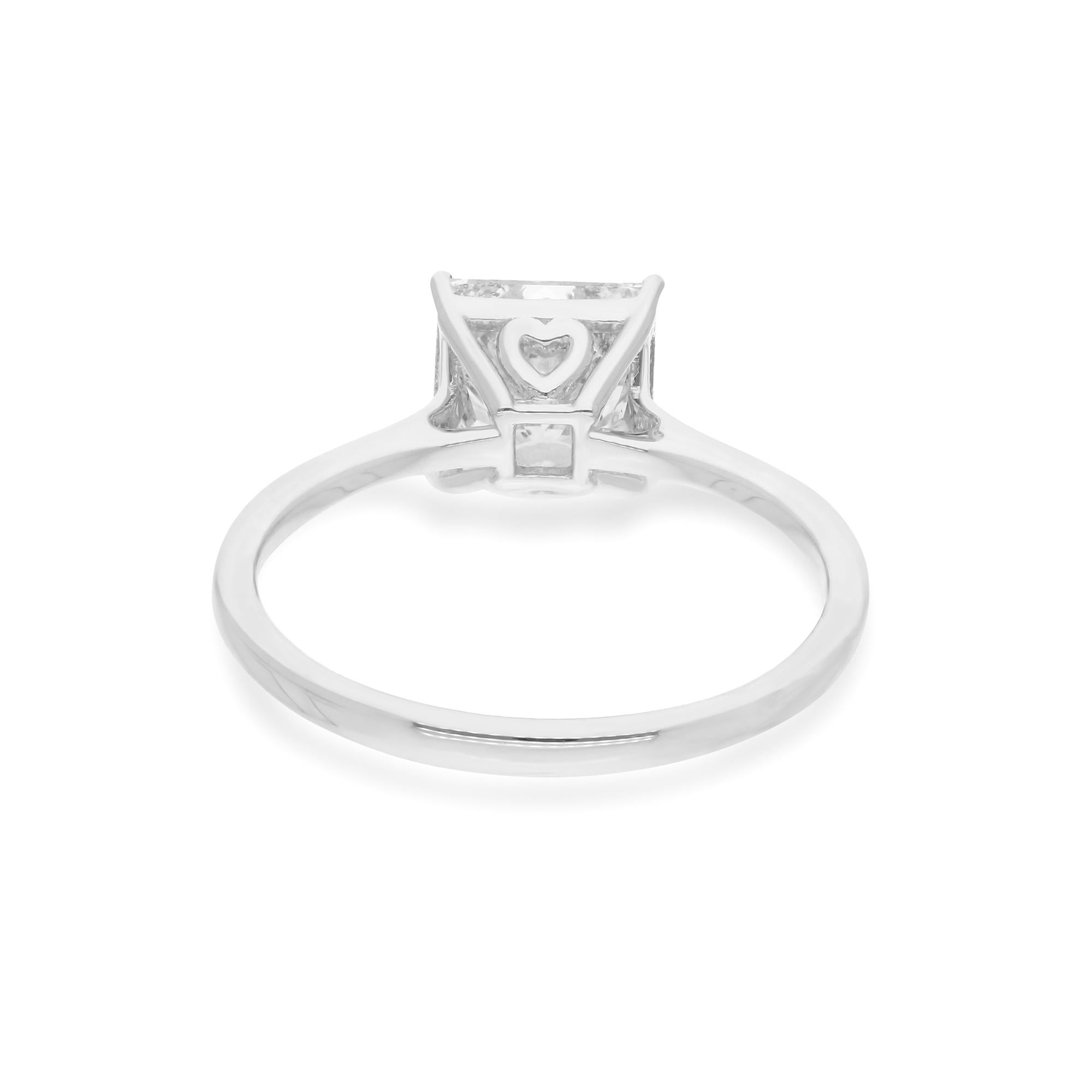 Step into a world of timeless elegance with this Solitaire Princess Cut Diamond Wedding Ring, meticulously handcrafted in luxurious 18 Karat White Gold. This exquisite piece of handmade jewelry is a radiant symbol of eternal love and commitment,