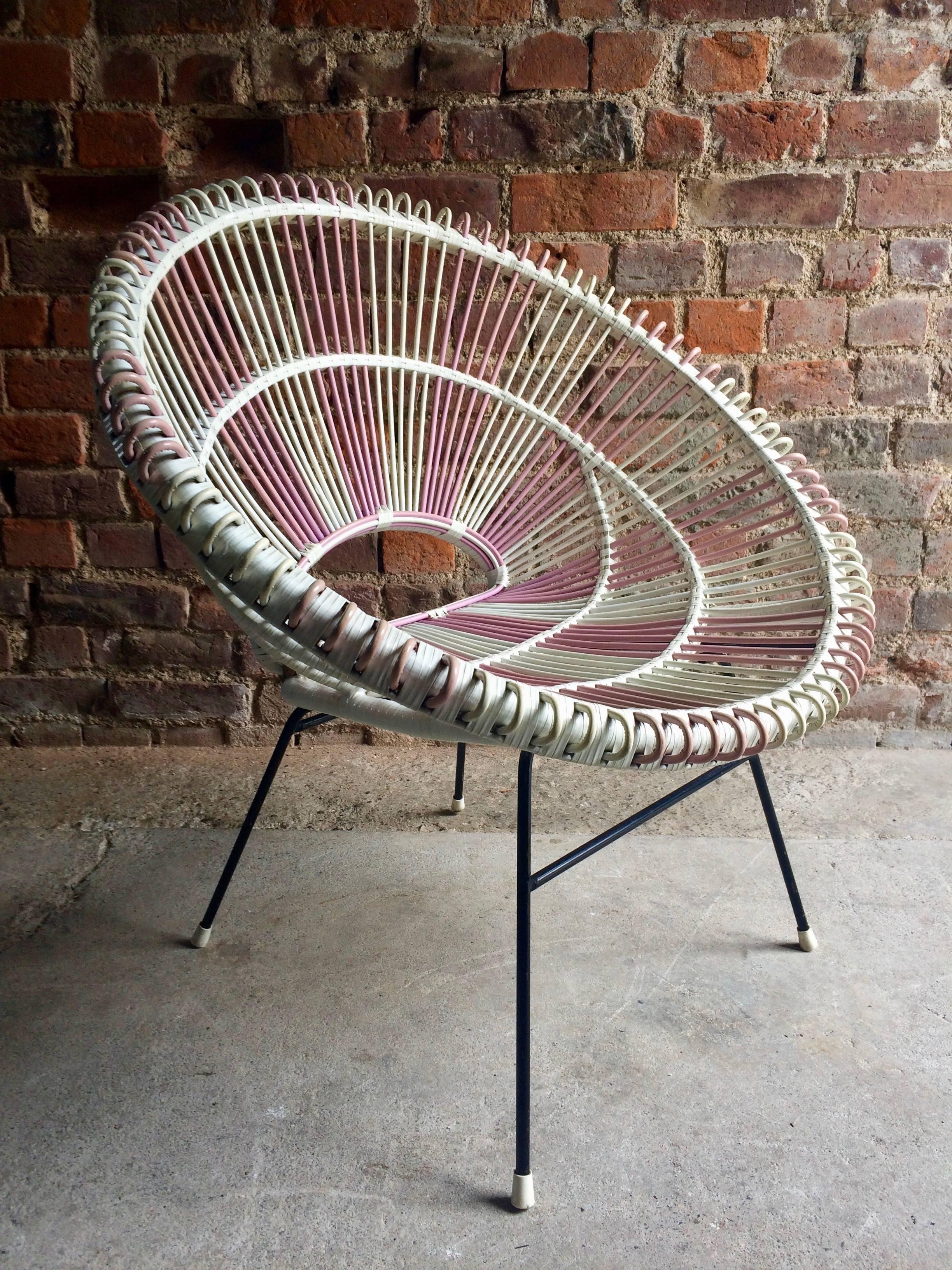 Mid-Century Modern Solitaire Rattan Chair by Janine Abraham and Dirk Jan Rol France, 1950s
