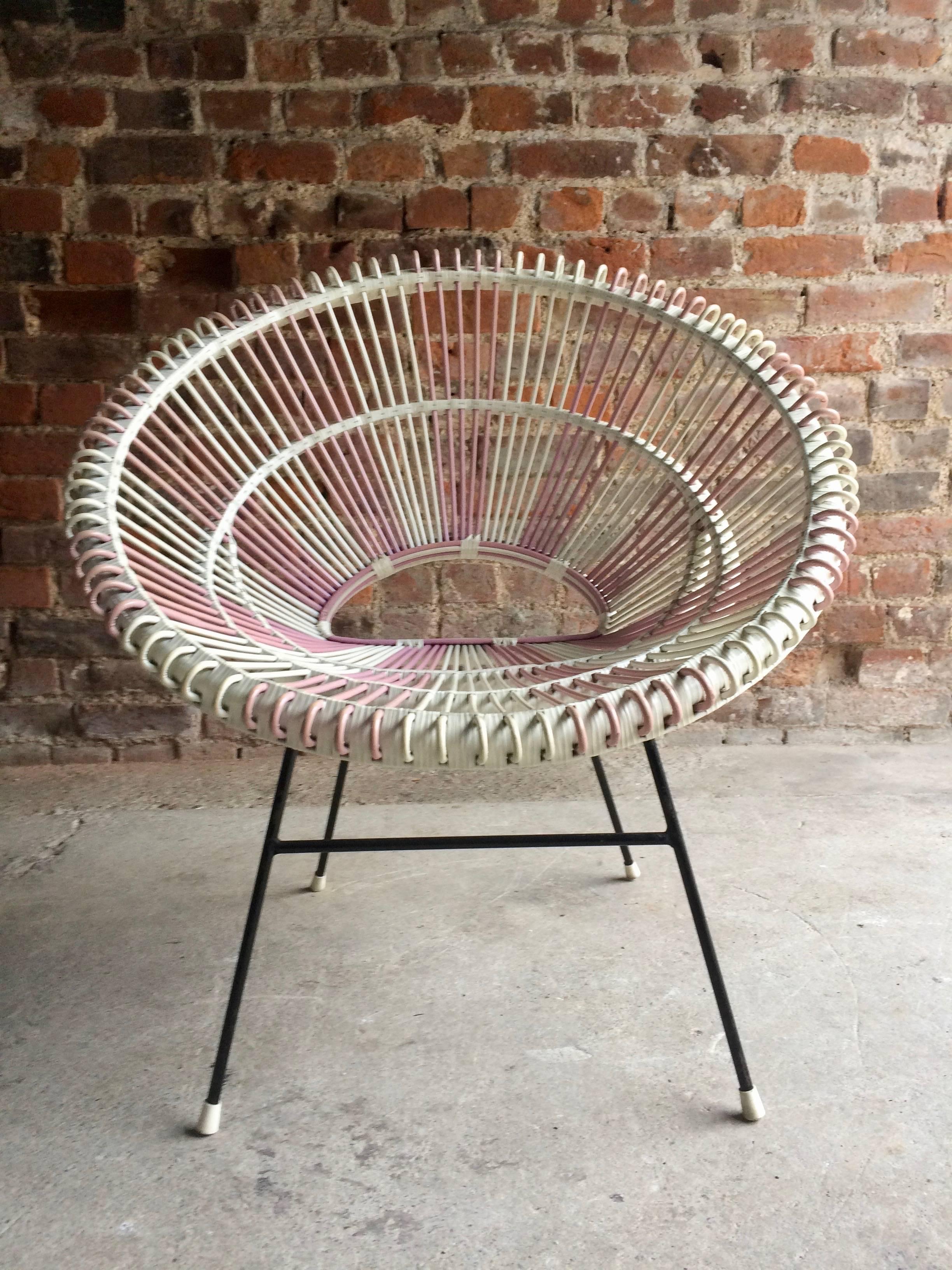 Solitaire Rattan Chair by Janine Abraham and Dirk Jan Rol France, 1950s In Excellent Condition In Longdon, Tewkesbury