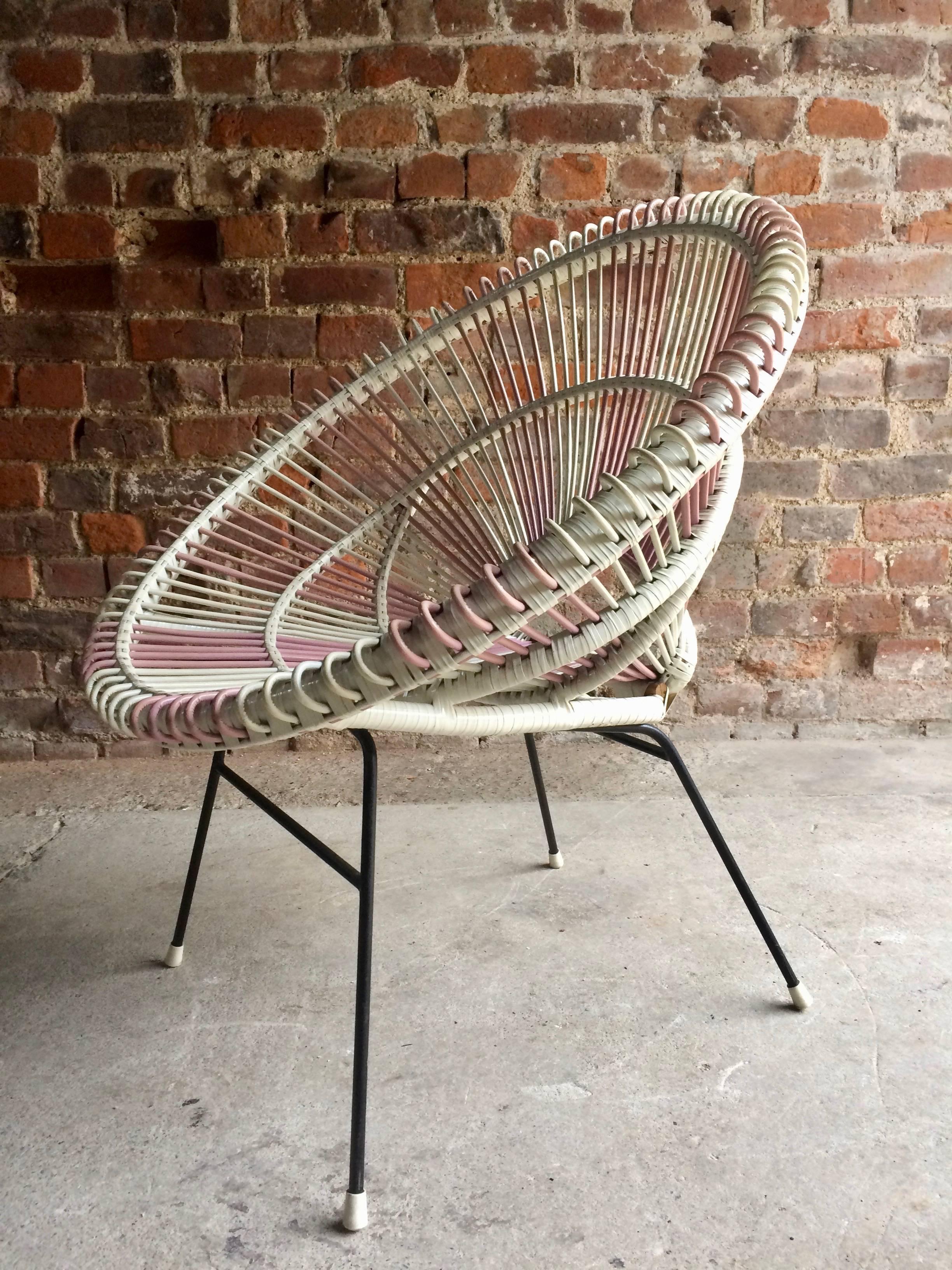 Mid-20th Century Solitaire Rattan Chair by Janine Abraham and Dirk Jan Rol France, 1950s