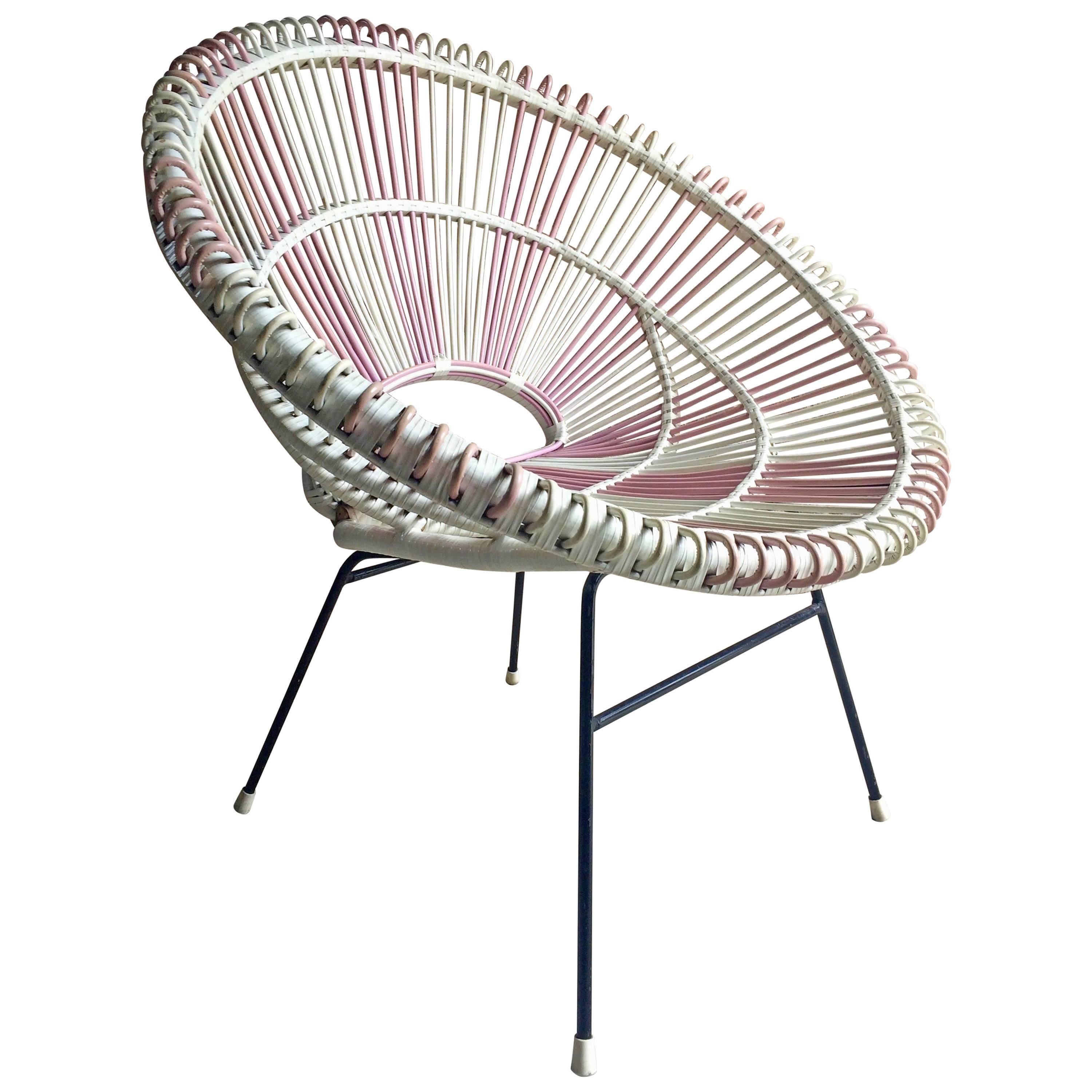 Solitaire Rattan Chair by Janine Abraham and Dirk Jan Rol France, 1950s