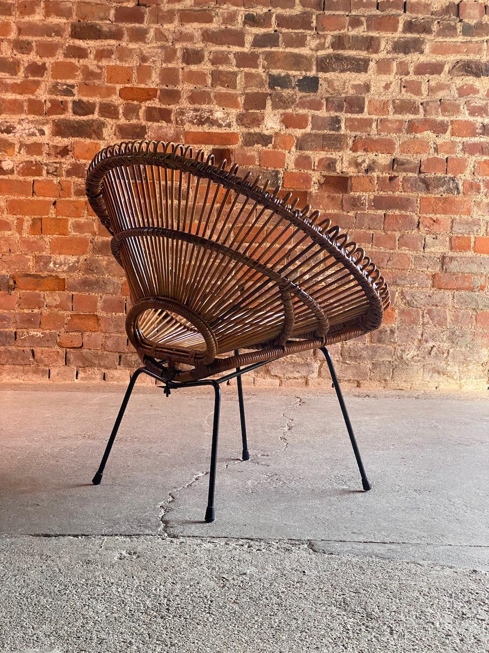 French Solitaire Rattan Chair by Janine Abraham & Dirk Jan Rol, France, circa 1950