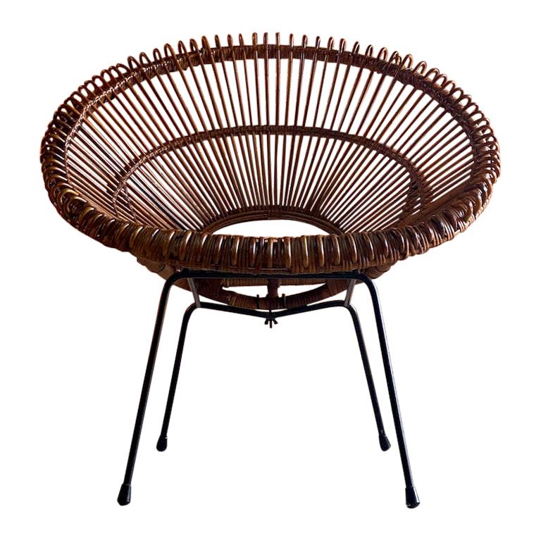 Solitaire Rattan Chair by Janine Abraham and Dirk Jan Rol, France, circa  1950 at 1stDibs