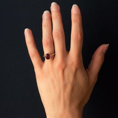 Solitaire Rhodolite Garnet 18 Karat Yellow Gold Ring