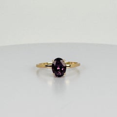 Solitaire Ring 14k Yellow Gold with Oval Purple Natural Spinel 1.30 carat