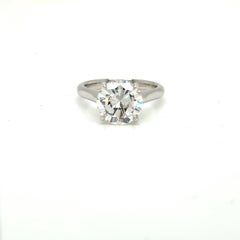 Solitaire Ring 3.02 carat Round Natural Diamond GIA I color VVS2 clarity