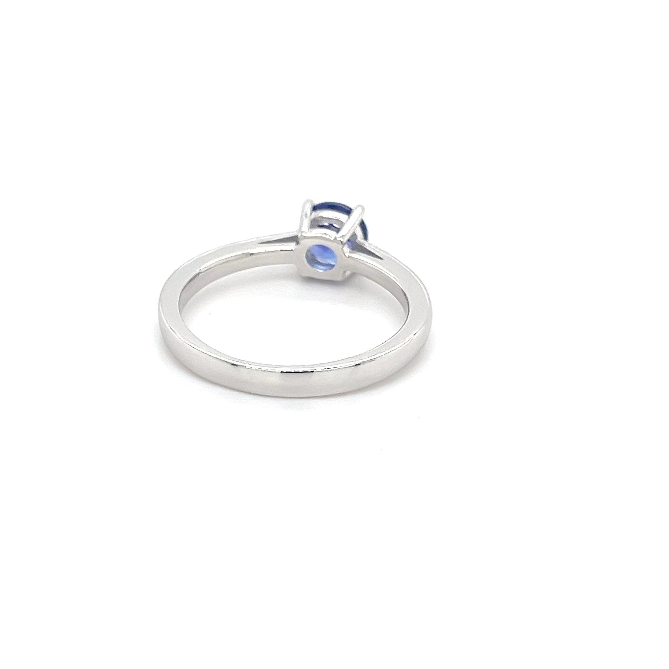 Art déco Bague solitaire, bague en tanzanite ronde AAA, bague de fiançailles alternative, cadeau pour elle en vente