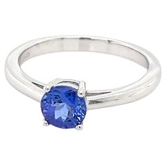 Anello solitario, anello con tanzanite rotonda AAA, anello di fidanzamento alternativo, regalo per lei