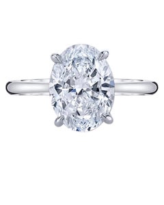 GIA Certified 2.50 Oval Shape Diamond 18k Gold Solitaire Ring