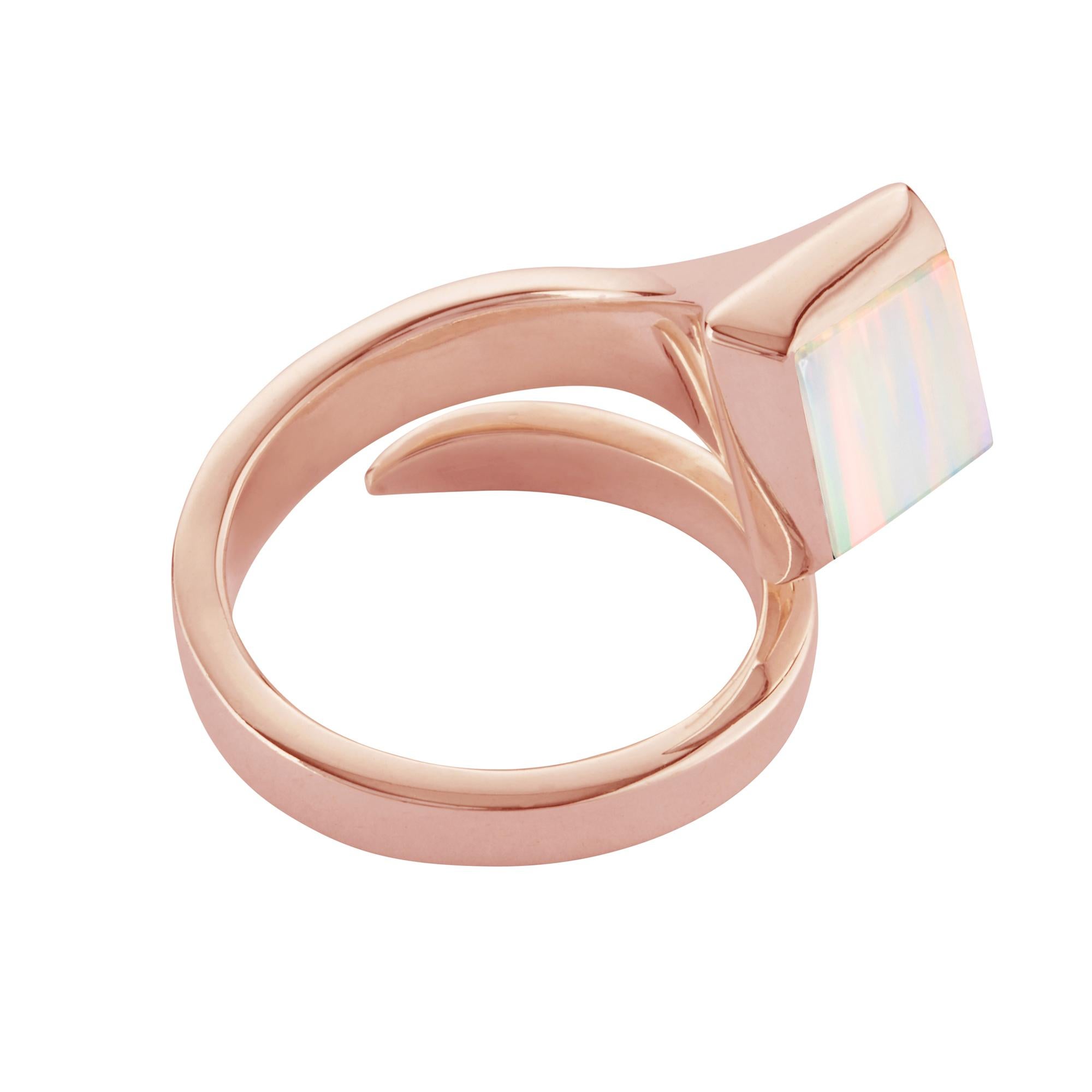 Contemporary Solitaire Ring in Rose Gold with Opal For Sale