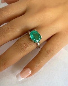 Solitär-Ring Natürlicher kolumbianischer Smaragd Gold 18K