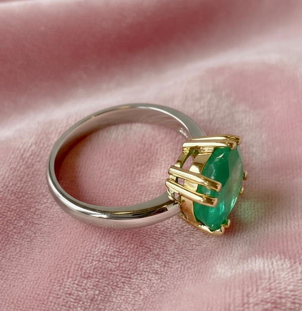 De las mujeres Anillo Solitario Esmeralda Colombiana Natural Oro 18K en venta