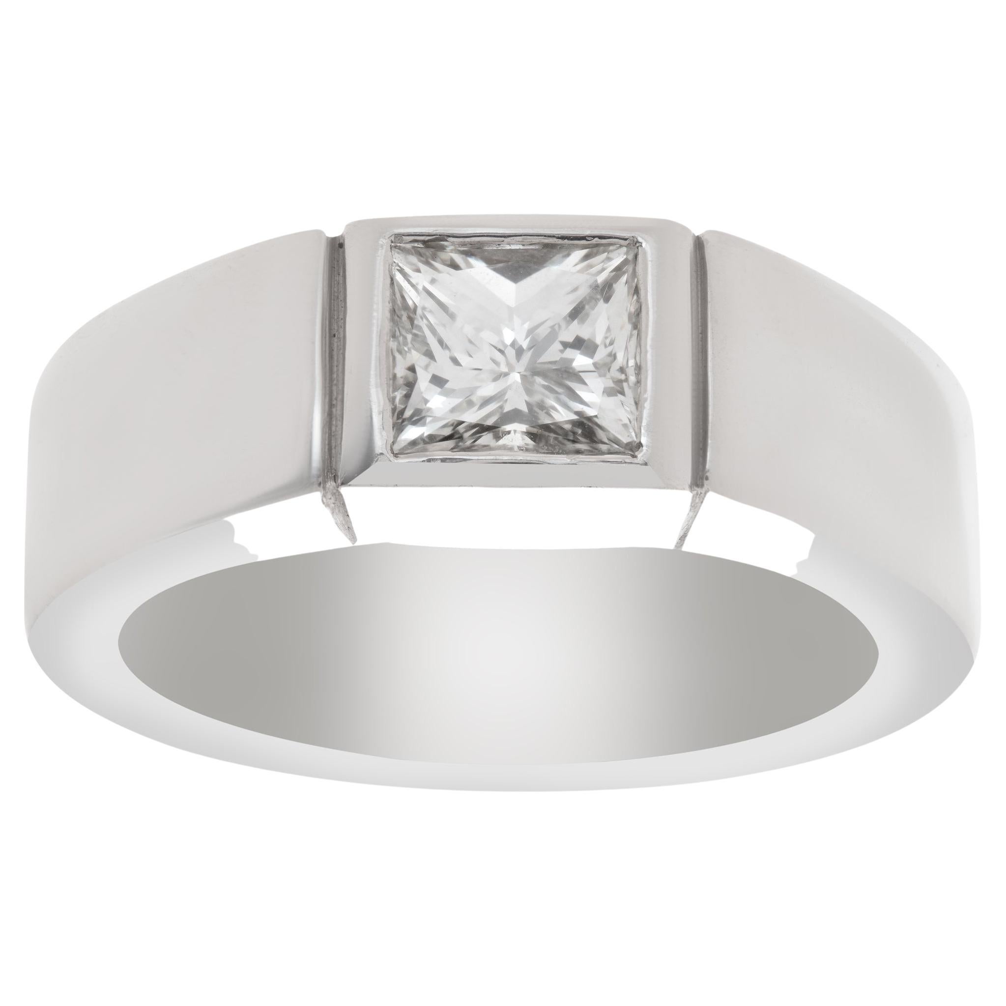 Solitaire Ring Set in Heavy Platinum Mounting, EGL Certified For Sale