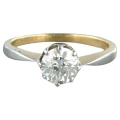 Antique Solitaire ring set with old mine cut diamond up to 1.00ct 14k bicolour gold