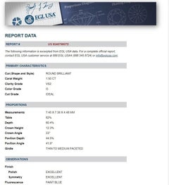 Solitaire Ring with 1.50 Carat Round Natural Diamond in G VS2 -Egl USA