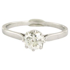 Anello solitario con diamante vecchio taglio europeo fino a 0,70 carati in oro bianco 18 carati
