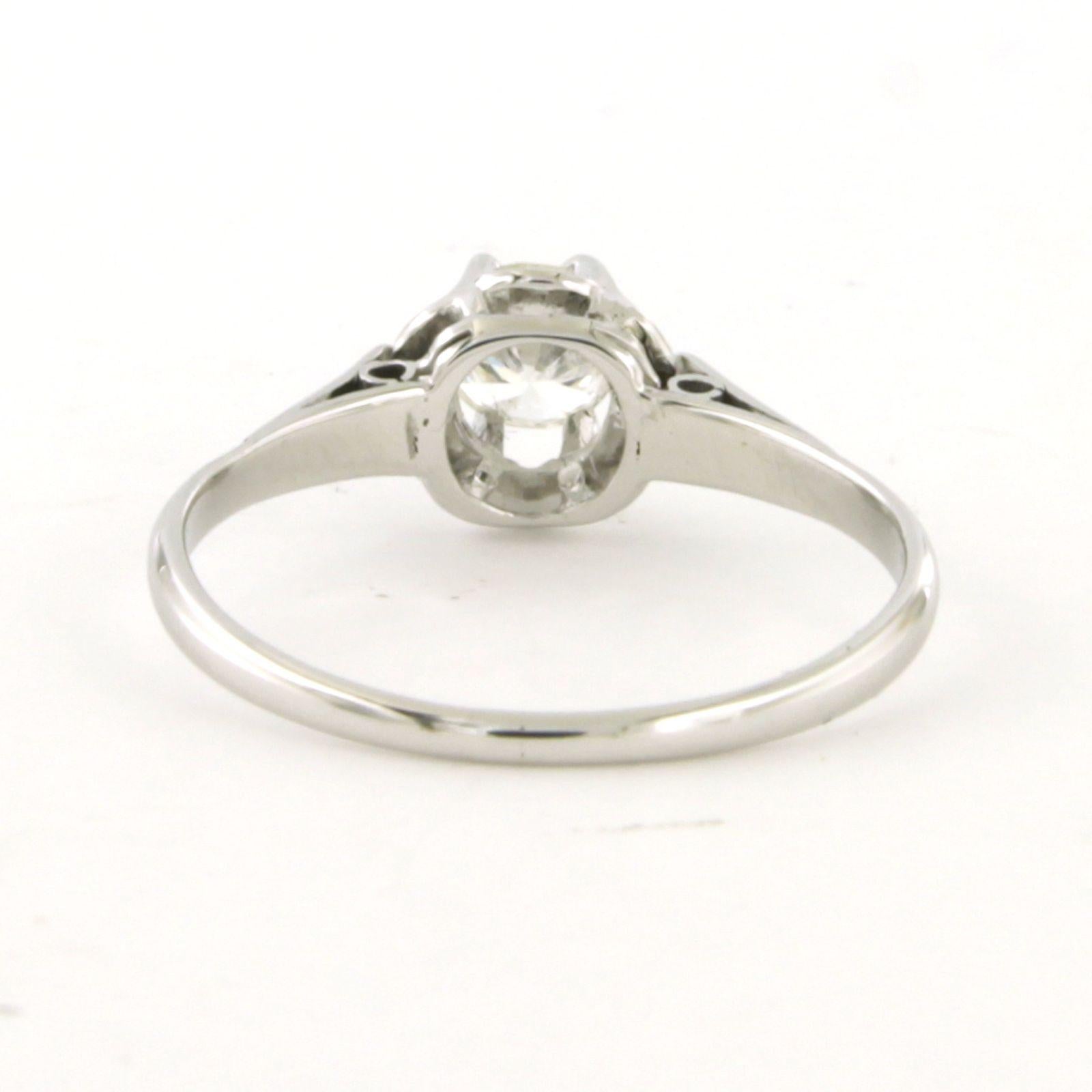 Taille brillant Bague solitaire avec diamant taille brillant Up[ à 0.45ct or blanc 14k 1.7 grammes en vente