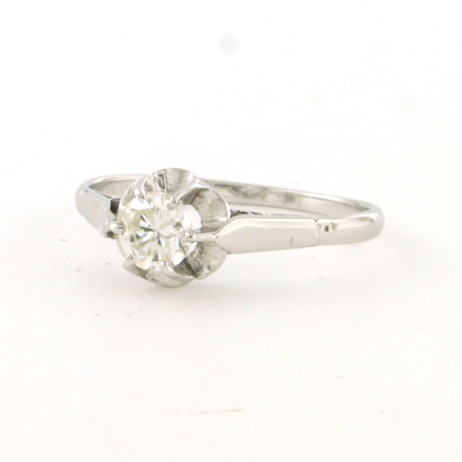 Bague solitaire avec diamant taille brillant Up[ à 0.45ct or blanc 14k 1.7 grammes Excellent état - En vente à The Hague, ZH
