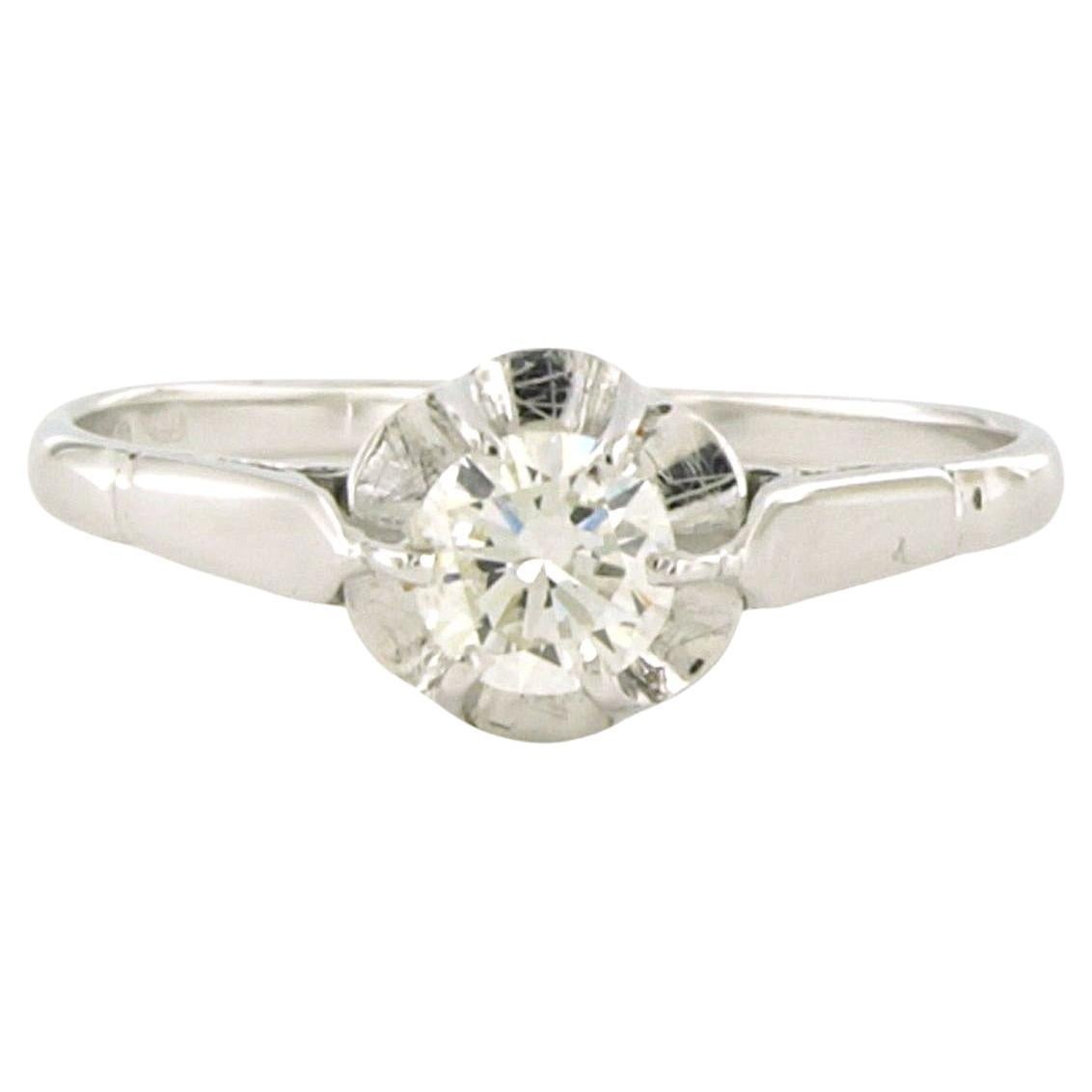 Anello solitario con diamante taglio brillante fino a 0,45 carati in oro bianco 14k 1,7 grammi