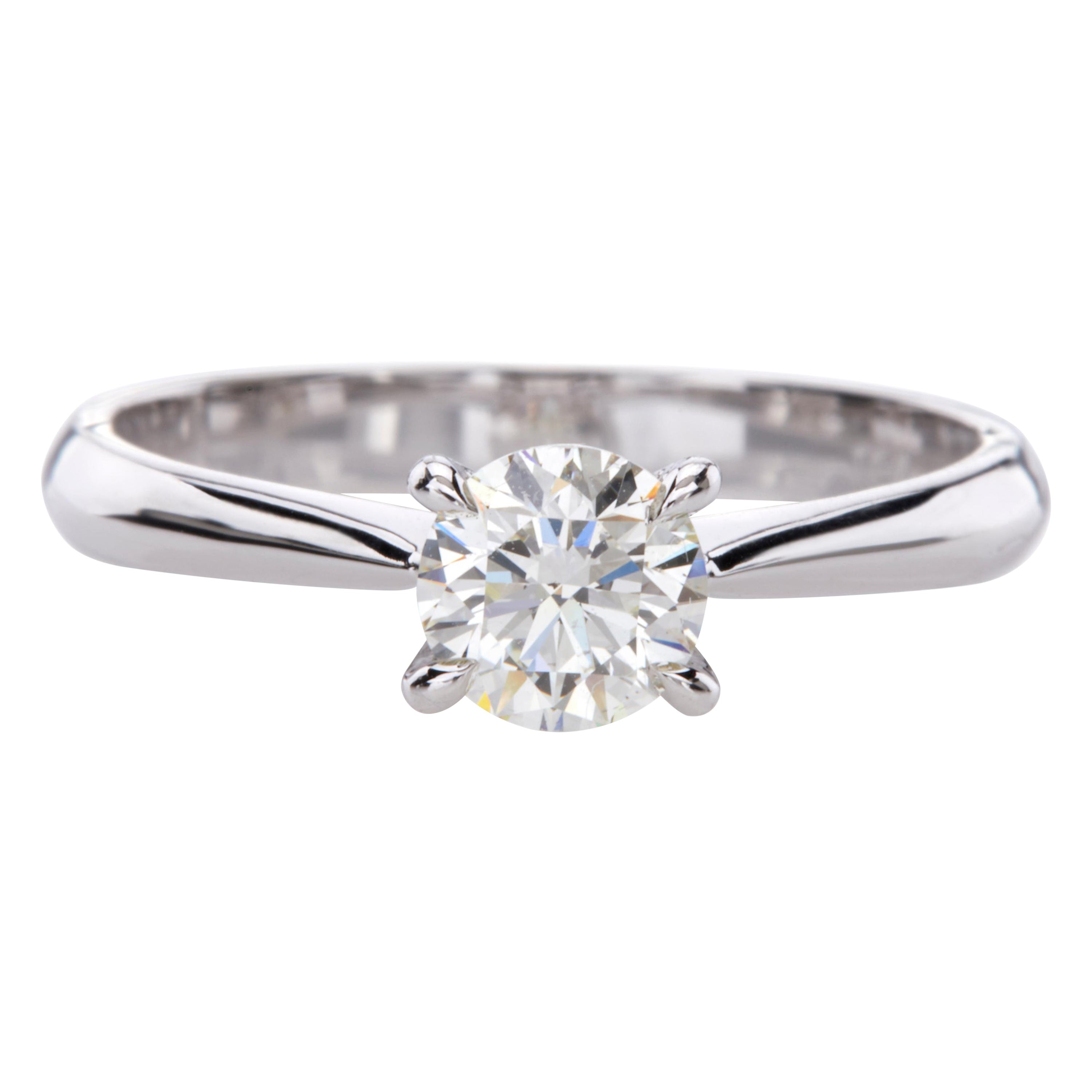 Anello solitario con diamante taglio brillante certificato GIA da 0,72 carati in oro bianco 18 carati
