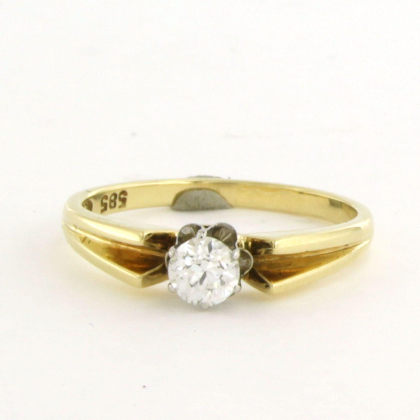 Solitär-Ring mit Diamanten im alten Minenschliff bis zu 0,50 Karat 14k zweifarbigem Gold Damen im Angebot
