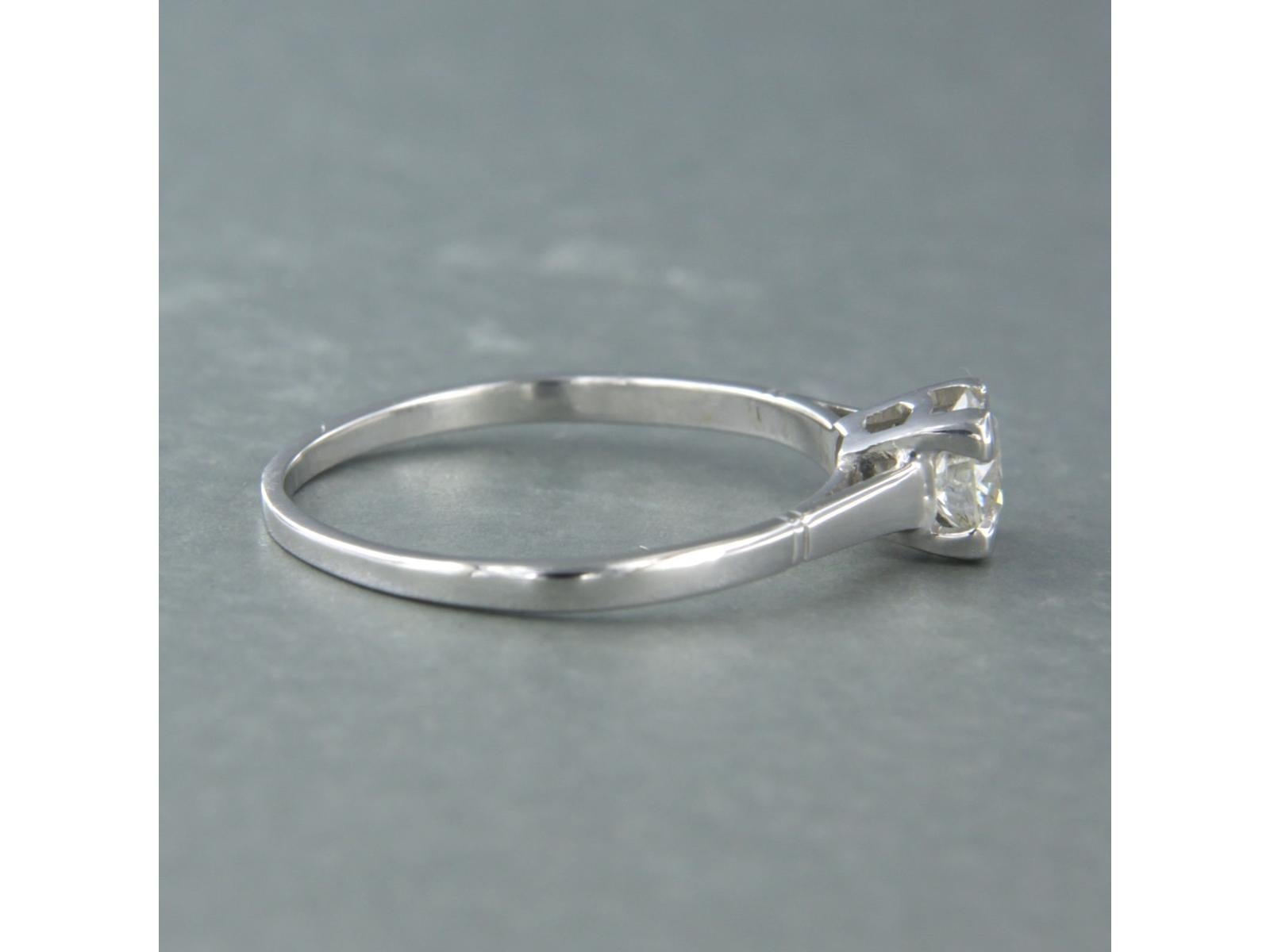 Art nouveau Bague solitaire avec diamant taille ancienne jusqu'à 0,50 ct Or blanc 14k 1,9 grammes en vente