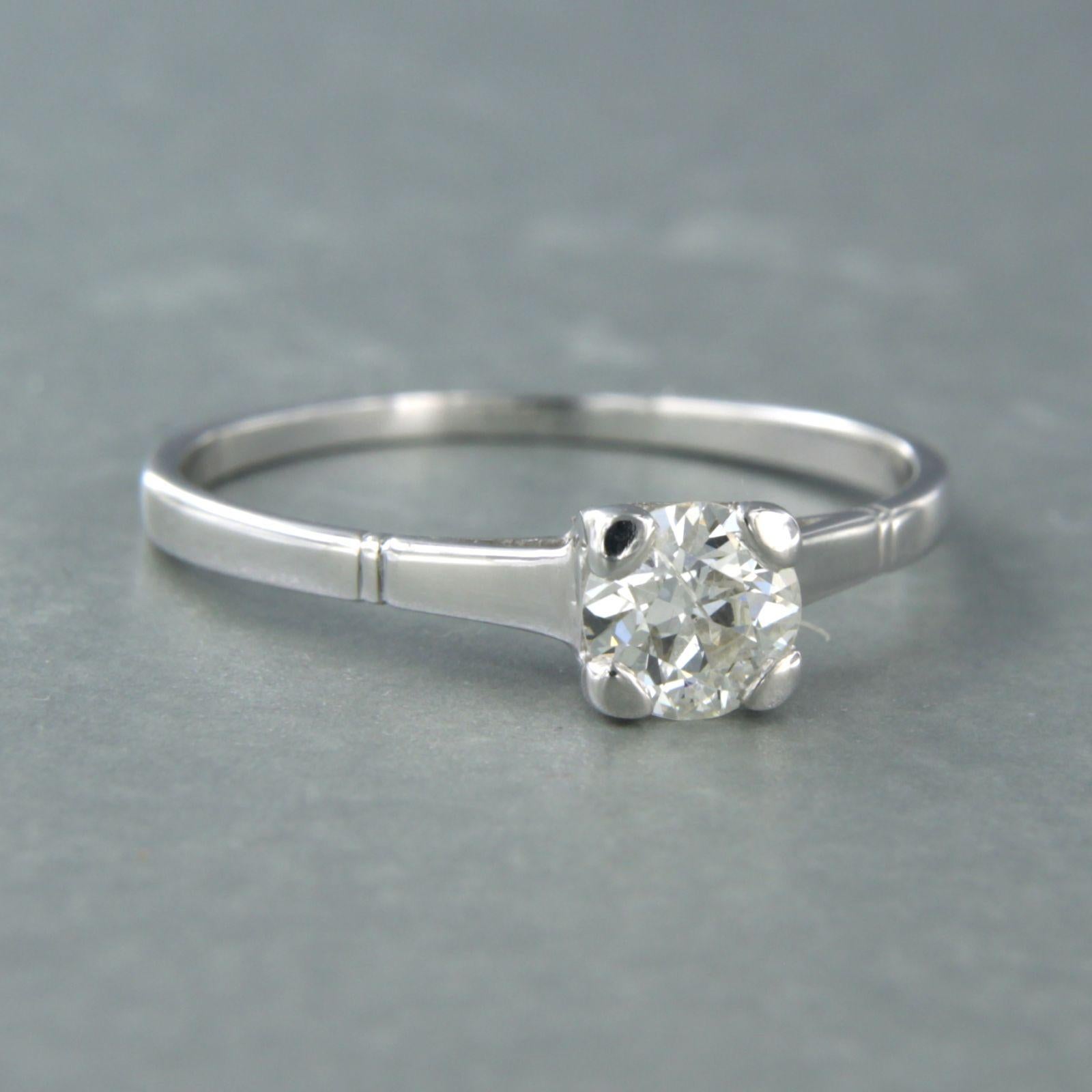 Bague solitaire avec diamant taille ancienne jusqu'à 0,50 ct Or blanc 14k 1,9 grammes Excellent état - En vente à The Hague, ZH