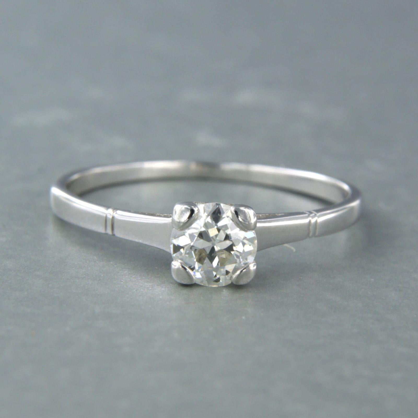 Bague solitaire avec diamant taille ancienne jusqu'à 0,50 ct Or blanc 14k 1,9 grammes Pour femmes en vente