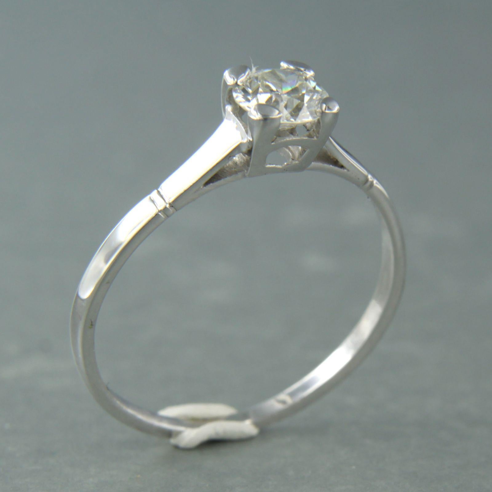 Bague solitaire avec diamant taille ancienne jusqu'à 0,50 ct Or blanc 14k 1,9 grammes en vente 1