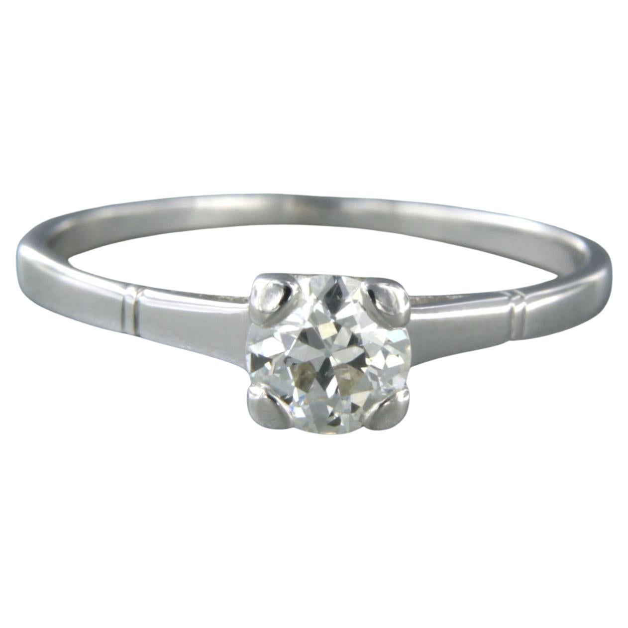 Bague solitaire avec diamant taille ancienne jusqu'à 0,50 ct Or blanc 14k 1,9 grammes en vente