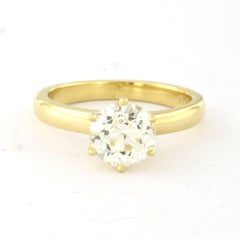 Anello solitario con diamante a taglio "old mine" fino a 1,91 ct, in oro giallo 18k