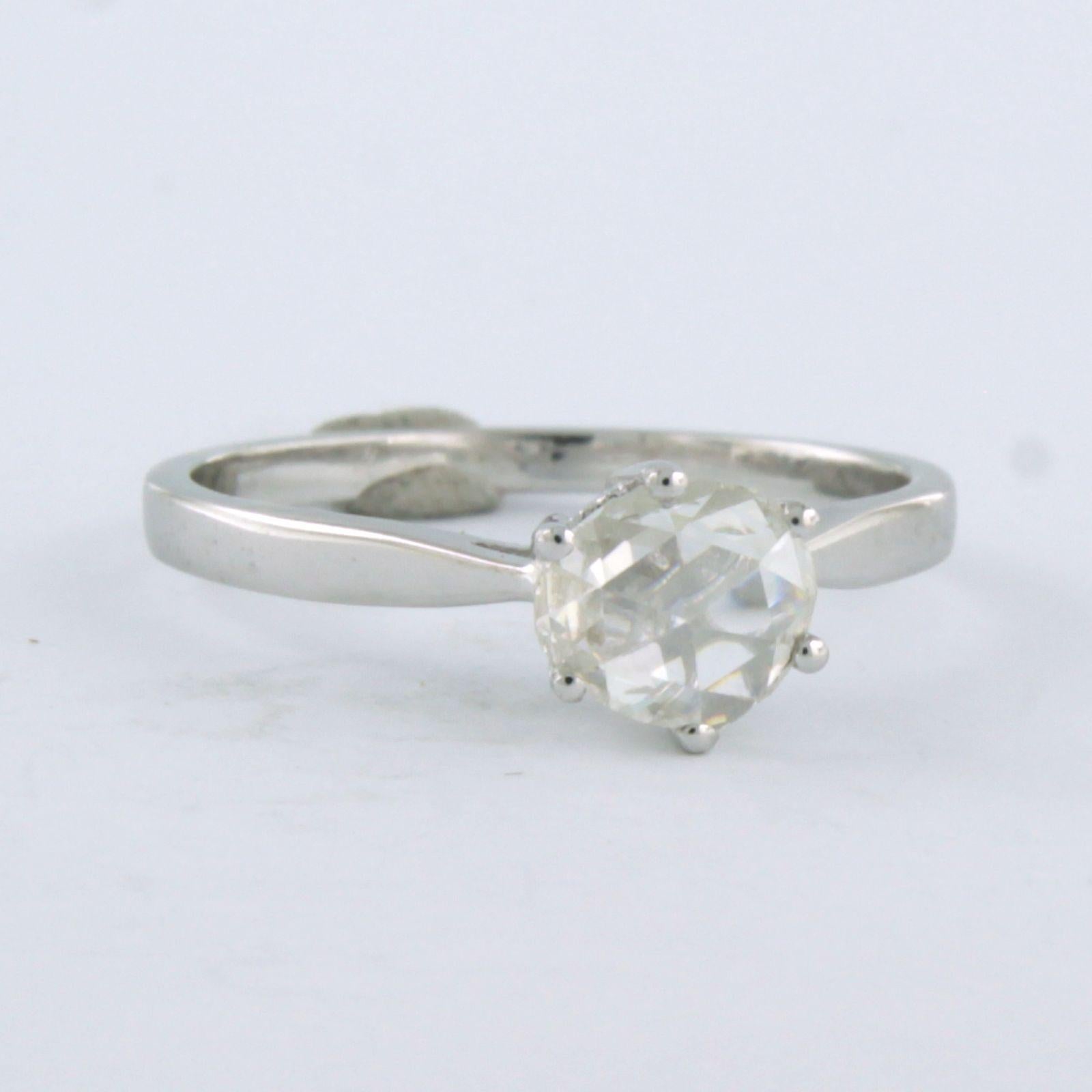 Anillo solitario con diamante talla rosa de hasta 0,60 ct - 2,3 gramos - oro blanco de 14k Moderno en venta