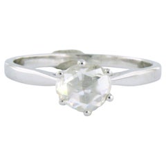 Solitaire ring with rose cut diamond up to 0.60ct - 2.3 gram - 14k white gold