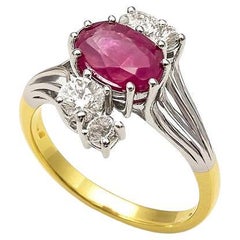 Solitaire Ring with Ruby and Diamonds