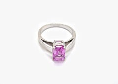 Solitaire Ring Women Pink Sapphire 18K White Gold