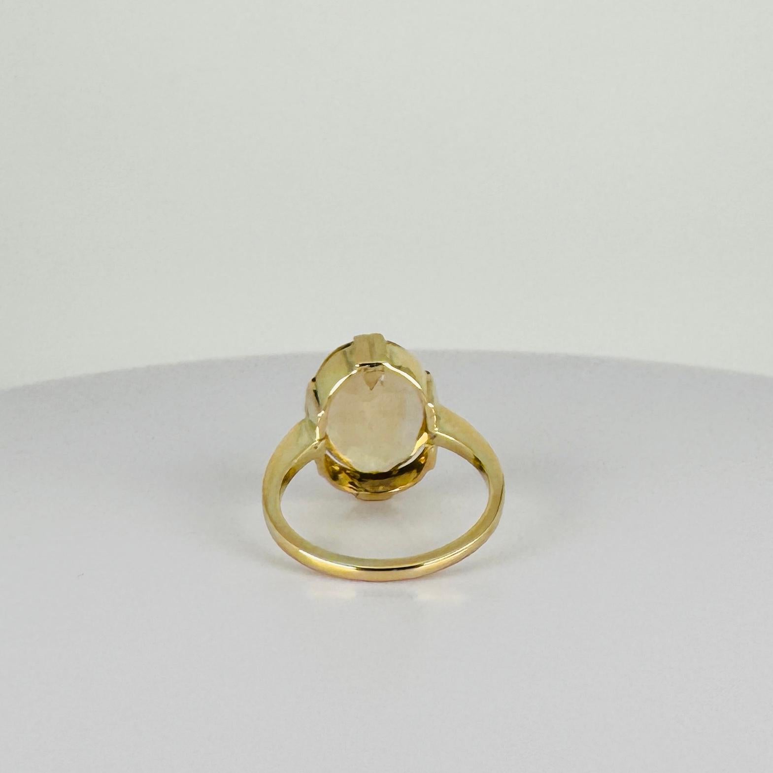 Solitaire Ring Yellow Gold 14k with Oval faceted citrine 3.5 carat en vente 1