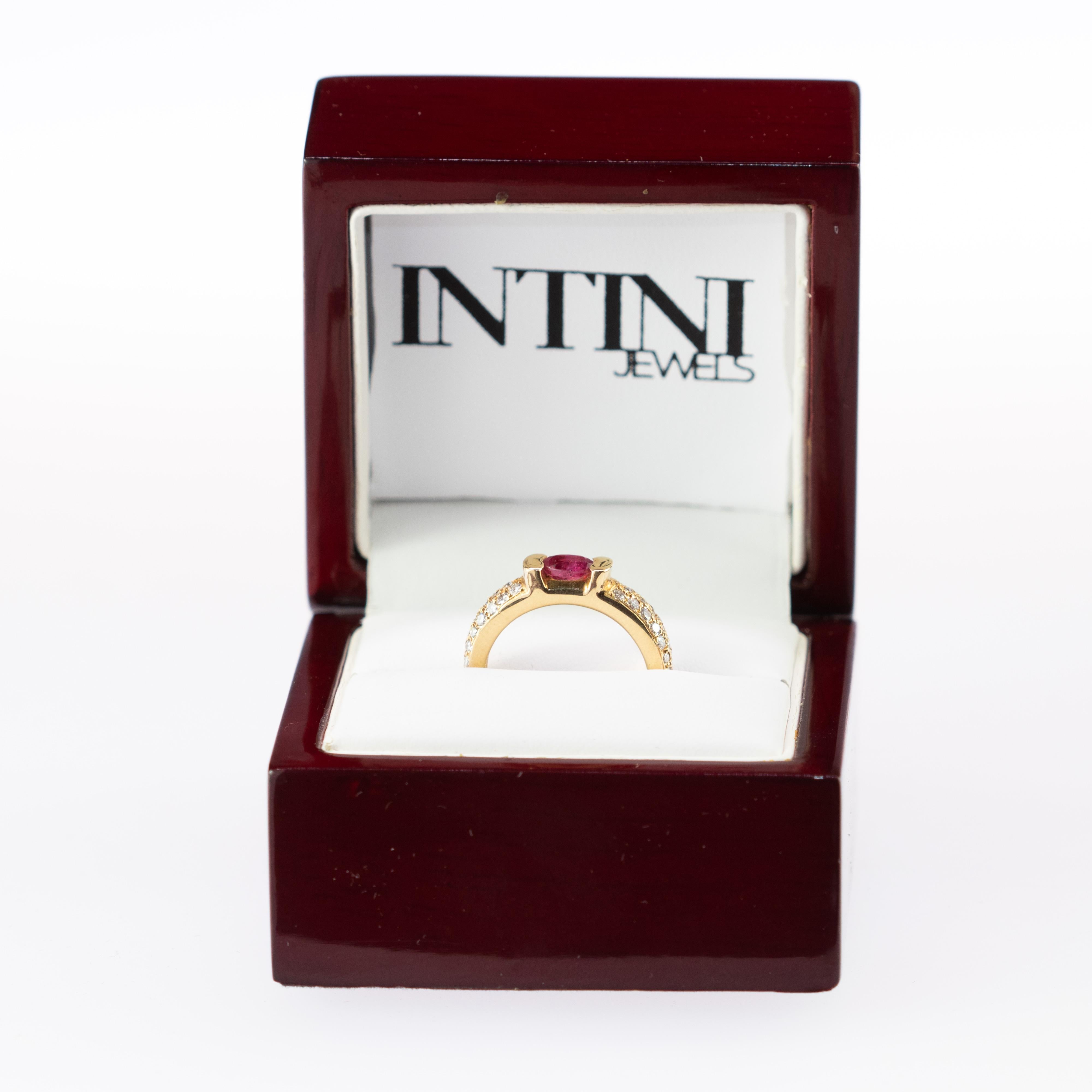 Solitaire Ruby Diamond 18 Karat Yellow Gold Cabochon Cocktail Legacy Love Ring 5