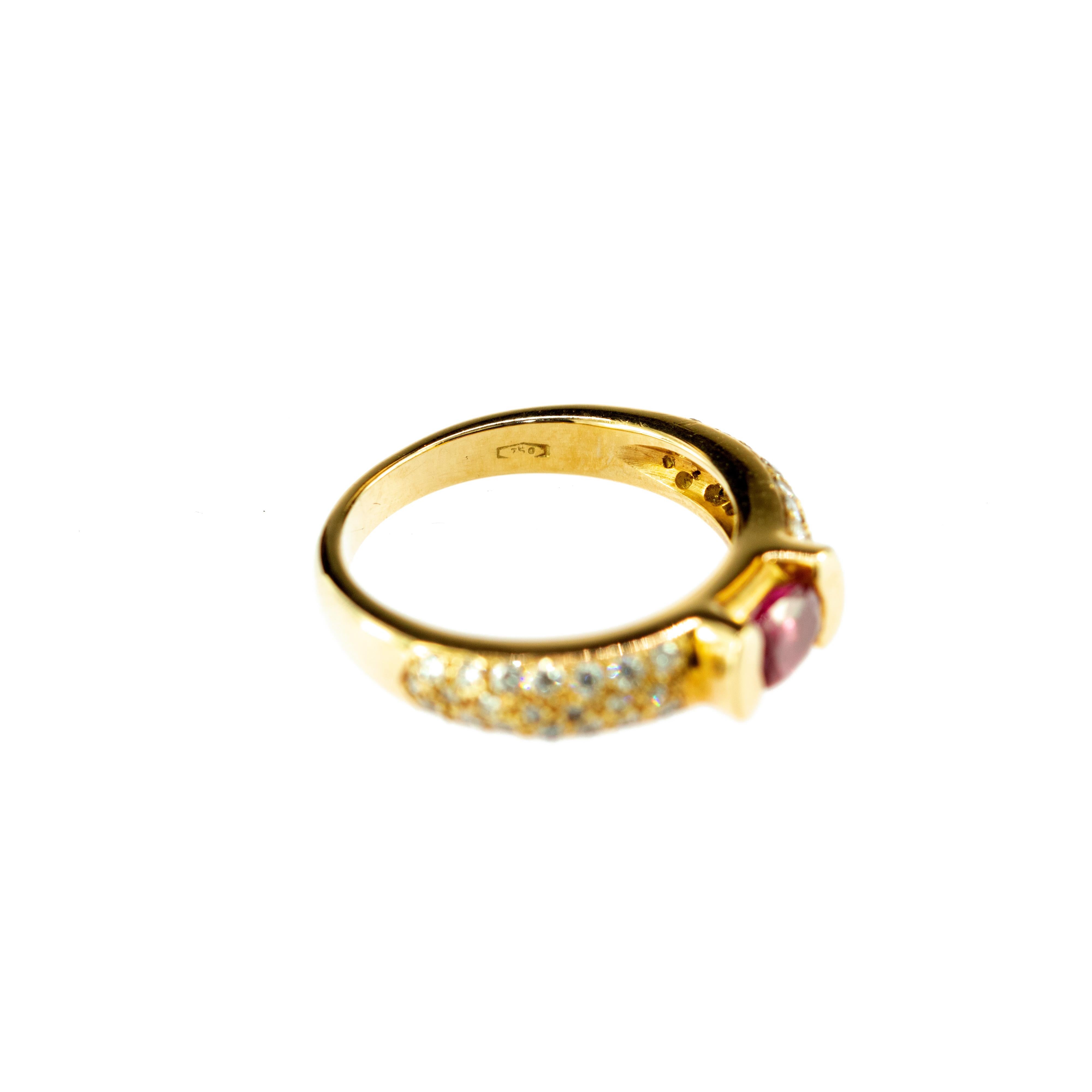 Solitaire Ruby Diamond 18 Karat Yellow Gold Cabochon Cocktail Legacy Love Ring 3