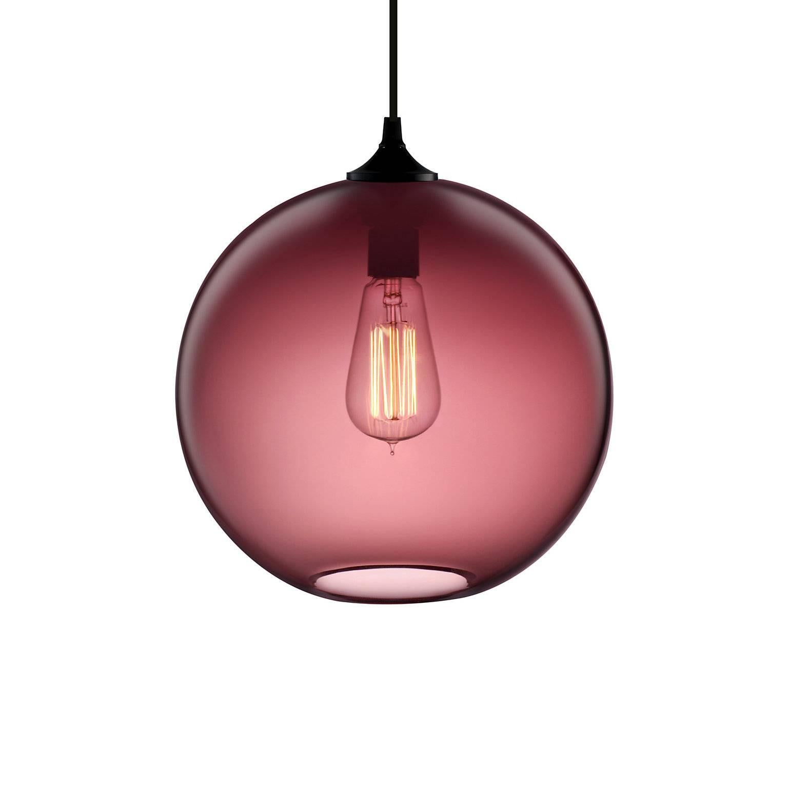 American Solitaire Smoke Handblown Modern Glass Pendant Light, Made in the USA For Sale