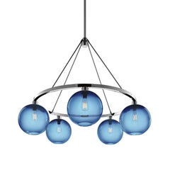 Lampadario Solitaire Smoke in vetro moderno soffiato a mano in nichel lucido