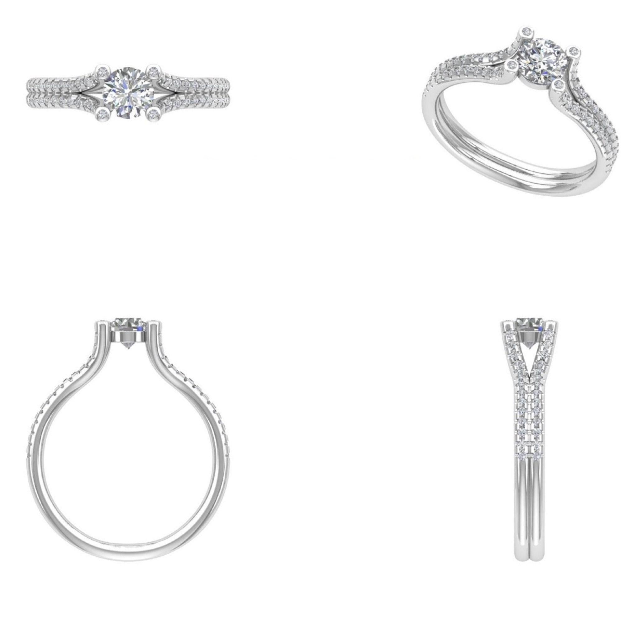 Solitaire Split Shank Natural Diamond Promise Rin… - image 9