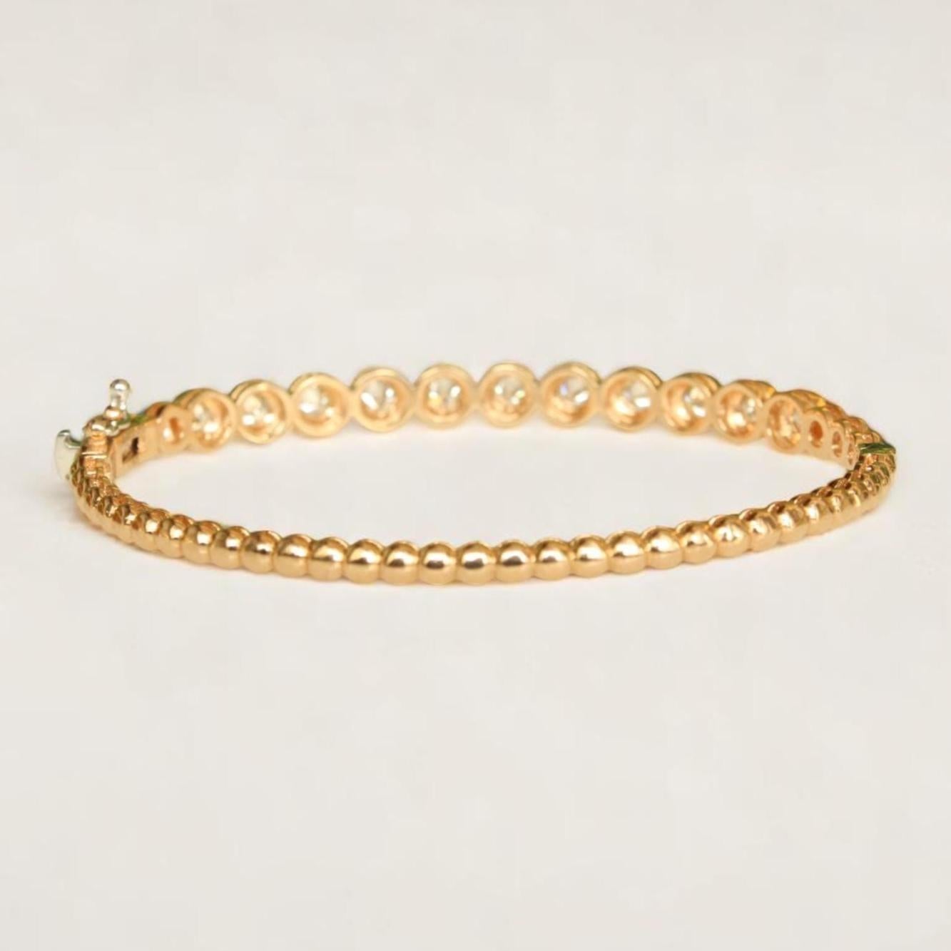 Donna Braccialetto solitario impilabile in oro massiccio 14K (certificato) in vendita